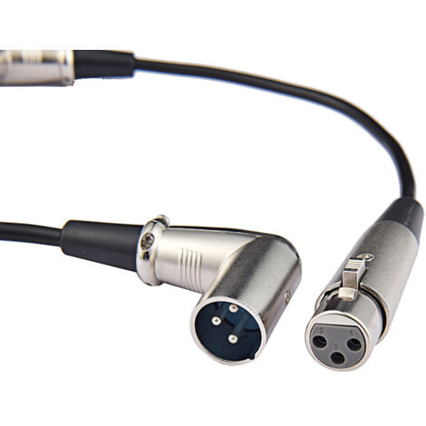 Câble XLR symétrique avec connecteurs XLR mâle-femelle, câble microphone/karaoké coudé à 90 degrés, câble de signal coudé à 90 degrés. (1/5)