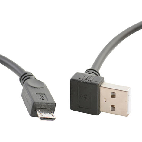 Adaptateur USB coudé en forme de L vers micro-charge rapide pour téléphones portables, batteries externes, tablettes à charge rapide haute vitesse et appareils Android. (1/5)