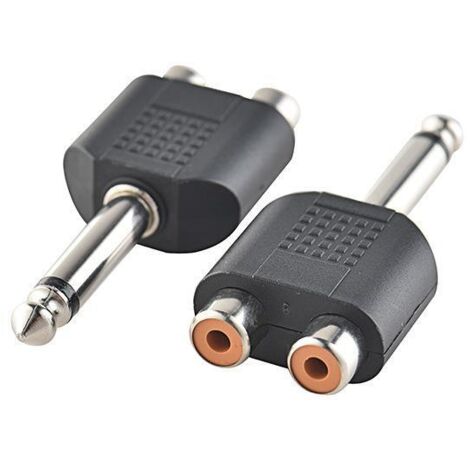Adaptateur audio/vidéo mono 6,35 mm mâle vers 2 RCA femelles pour instruments de musique (1/5)