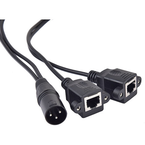 Câble adaptateur XLR mâle vers 2 RJ45 femelles, décodeur DMX512, câble de signal d'éclairage de scène XLR vers 2 ports Ethernet (1/5)