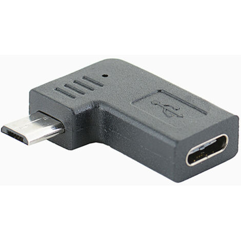 Adaptateur coudé Type-C femelle vers micro 5p mâle pour téléphones et tablettes Android, et chargement de données. (1/5)