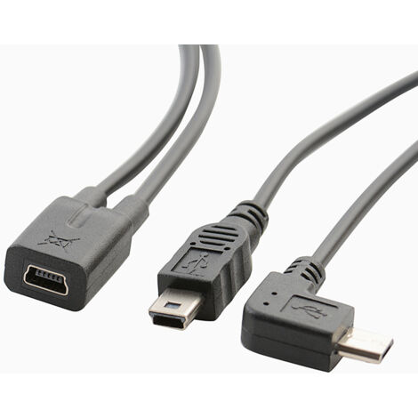 Câble d'alimentation pour caméra embarquée électronique pour chien, mini femelle vers mini mâle + micro 5P mâle coudé 1 à 2 (1/5)