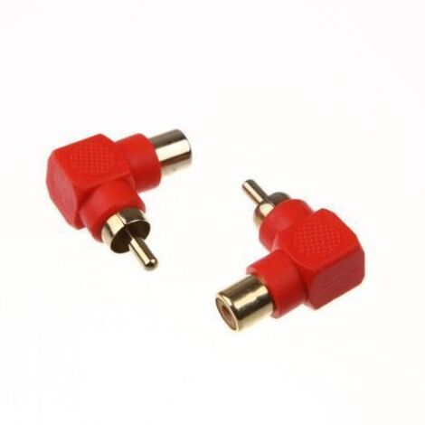 Adaptateur coudé RCA mâle vers RCA femelle à 90 degrés, adaptateur lotus mâle vers femelle à angle droit, adaptateur audio RCA en forme de L plaqué or rouge (1/5)
