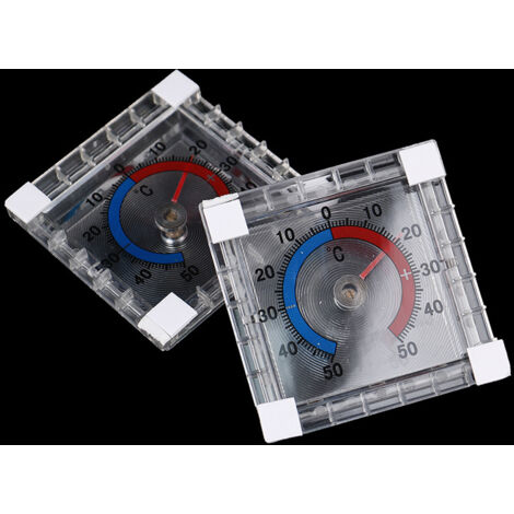 Thermomètre à aiguille pour fenêtres et portes, thermomètre carré en plastique pour fenêtres et portes. (1/5)