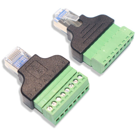 Connecteur RJ45 mâle vers 8 broches avec réseau public RJ45 blindé et sans soudure requise. (1/5)