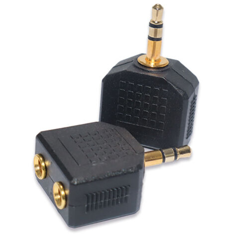 Adaptateur audio 2 en 1 avec prise jack stéréo plaquée or de 3,5 mm (prise jack 3,5 mm vers deux broches femelles 3,5 mm) (1/5)