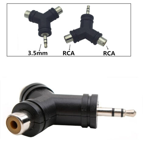 Adaptateur audio en Y 3,5 mm mâle vers double RCA femelle, répartiteur 1 vers 2 3,5 mm vers double RCA femelle. (1/5)