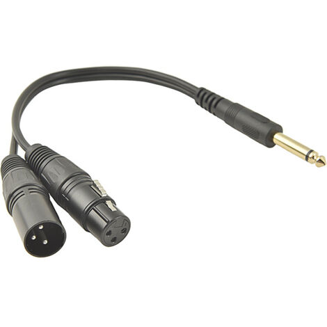 Câble adaptateur audio XLR mâle + XLR femelle 6,35 tr/min pour microphones, haut-parleurs portables et amplificateurs. (1/5)