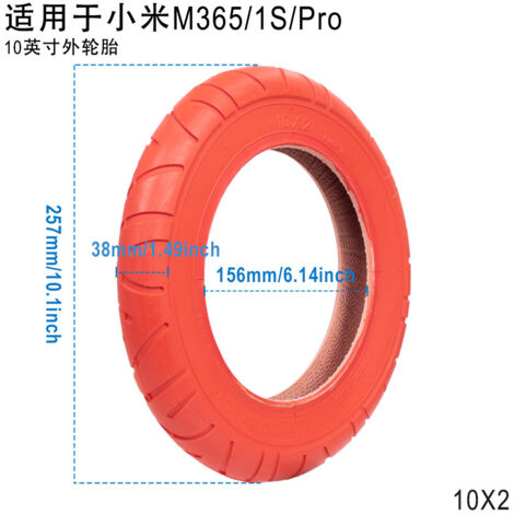 Pneu Wanda 10x2 rouge pour trottinette électrique Xiaomi M365, version améliorée pro, pneu modifié de 10 pouces (1/5)