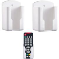 Support mural pour télécommande – petit boîtier de rangement – blanc – design universel, compatible avec les télécommandes de télévision et de climatiseur – installation sans perçage