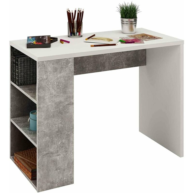 Mesa de escritorio Moon Walk en acabado de varios colores 75 cm(alto)100 cm(ancho)50 cm(largo) Color BLANCO SOLFT- CEMENTO GREY