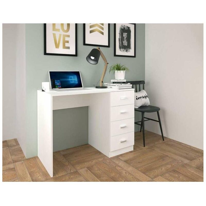 Mesa escritorio reversible 2 cajones Dallas en acabado blanco 138