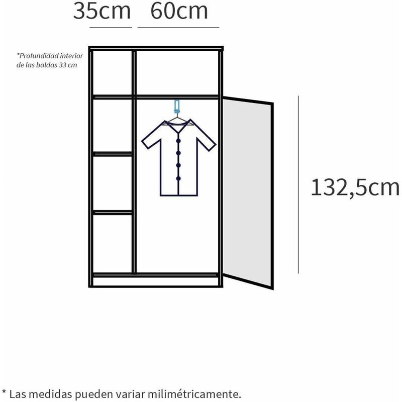 Armario Recibidor Neo acabado roble/blanco, 187 cm(alto)100 cm(ancho)35  cm(fondo)