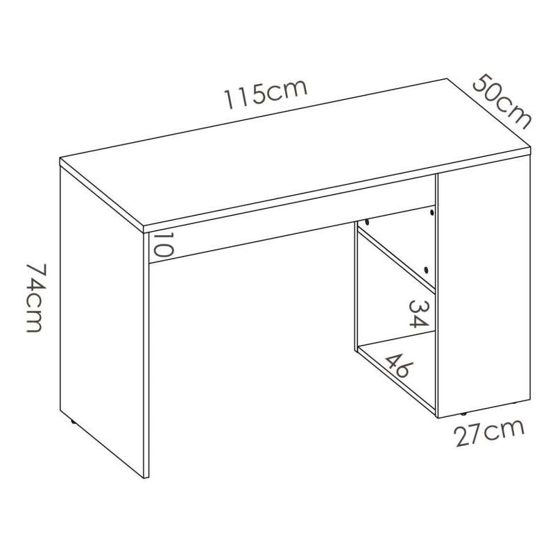 Escritorio Navas con estante y 1 cajon en natural-blanco 74 cm