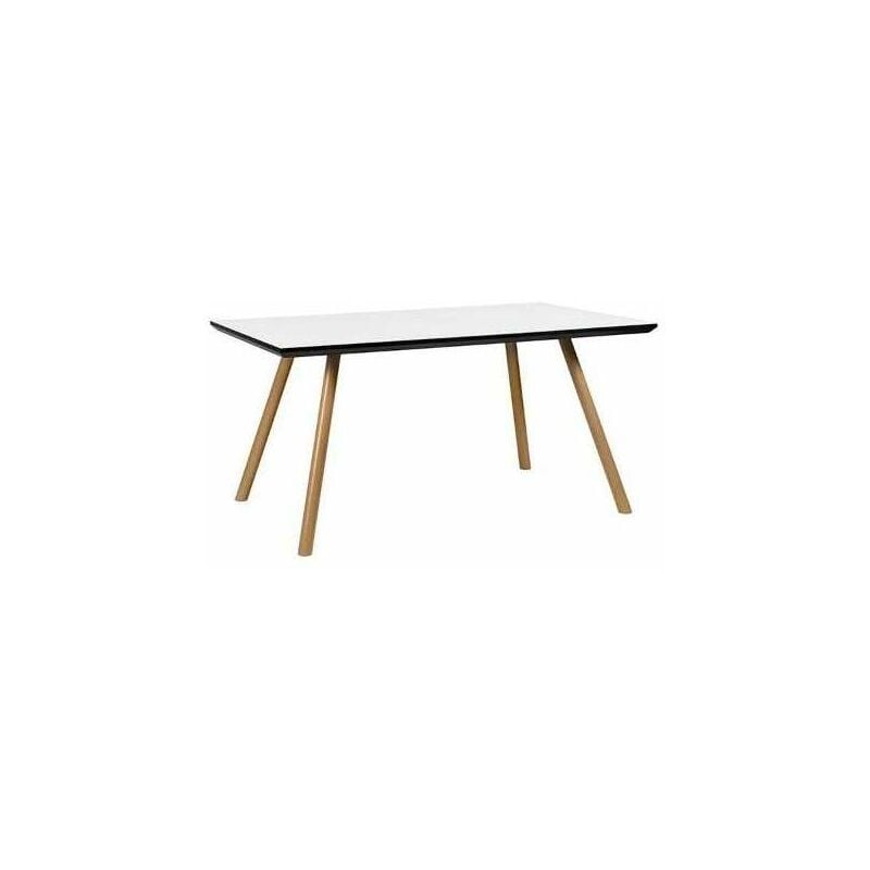 Mesa rectangular comedor Gael en acabado blanco y patas color haya 75 cm(alto)150 cm(ancho)90 cm(largo) Color BLANCO