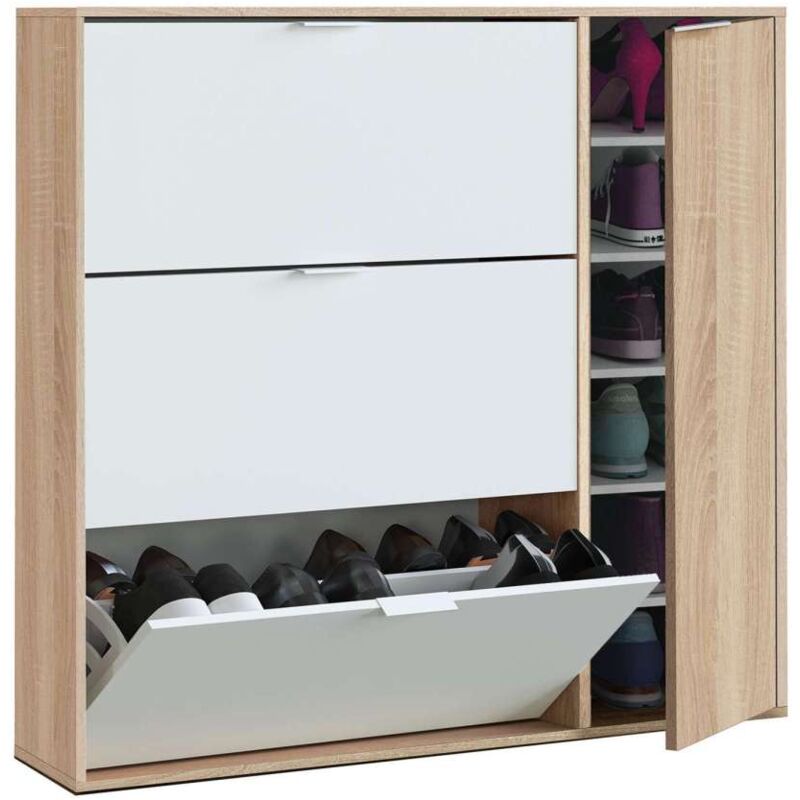 en.casa]® Zapatero Con Espejo - 102 X 63 X 17 Cm - Mueble Zapatero -  Organizador De Zapatos - Roble con Ofertas en Carrefour