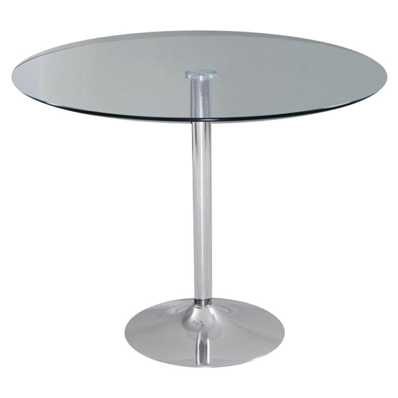 Mesa cristal redonda Iñaki acabado cromo, 75cm(alto) 105cm(ancho) 105cm(largo)