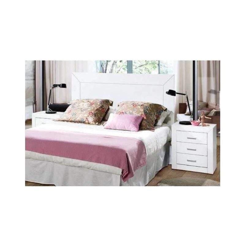 Conjunto habitación Matrimonio Sire Color Blanco Estilo nórdico (Cabecero +  2 mesitas + cómoda) 150 o