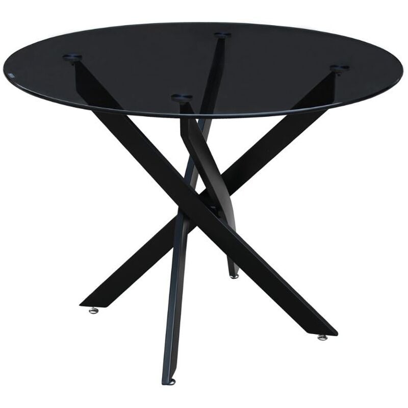 Mesa redonda de comedor Swan DT-9875 acabado negro, 76cm(alto) 120cm(ancho) 120cm(largo)