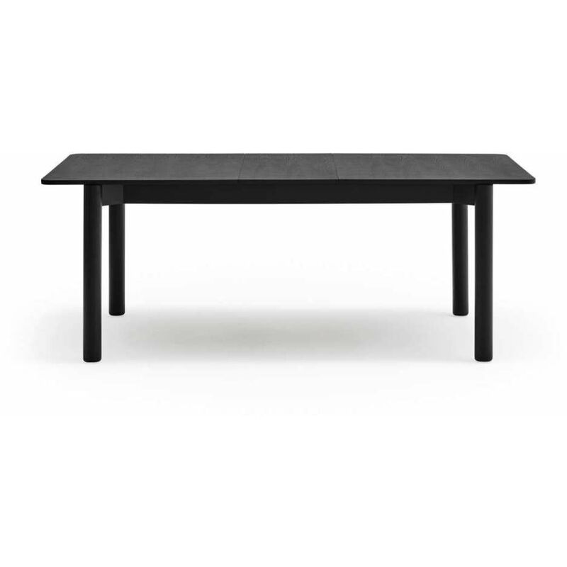 Mesa comedor rectangular extensible MANU tapa cerámico blanco patas metal  negro, 76cm(alto) 160/220cm(ancho) 90cm(largo)