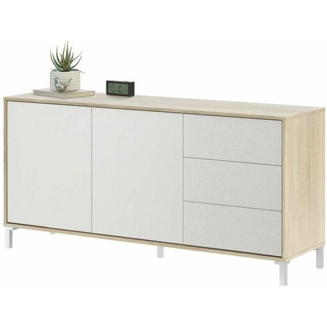 Mueble Aparador Nabur Roble Canadian y Blanco Artik 154 cm (Ancho) x 74 cm (Alto) x 41 cm (Fondo)