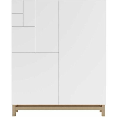 Recibidor zapatero modelo 515 acabado roble claro/blanco, 90x112x27 (ancho x alto x fondo) (1/3)