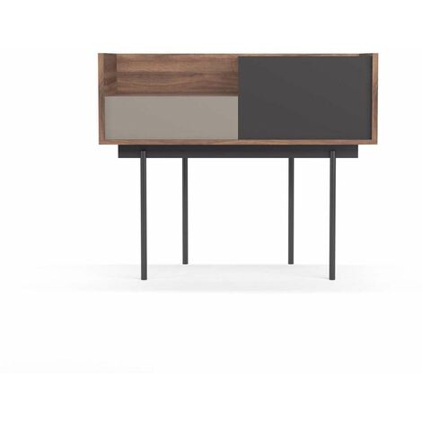 Recibidor modelo 671 acabado nogal combinado con arena y grafito, 84cm(alto)  98cm(ancho) 31cm(prof.)
