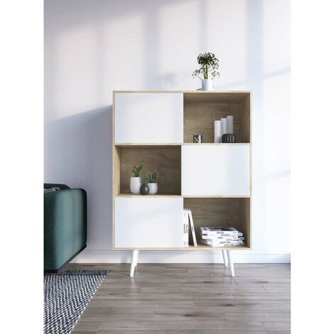 Aparador 3 puertas modelo-881 acabado roble/blanco, 131cm(alto) 101cm(ancho)  30cm(fondo). (1/4)