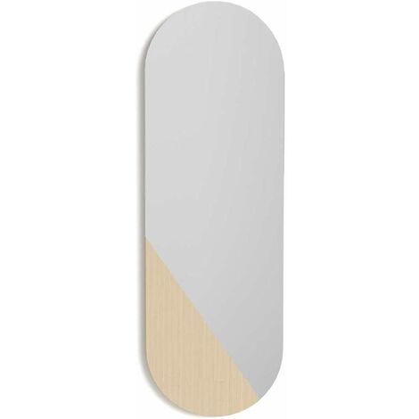 Espejo de pared asimétrico modelo 756 acabado roble, Altura 90cm. Ancho 30cm. Fondo 2cm. (1/3)