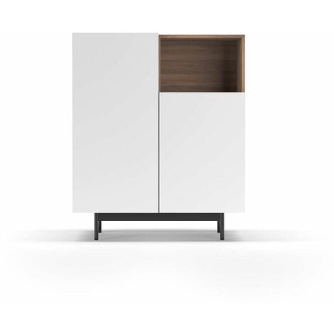 Mueble auxiliar modelo-602-1 acabado nogal/blanco, 110 cm (alto) x 90 cm (ancho) x 34 cm (prof.) (1/3)