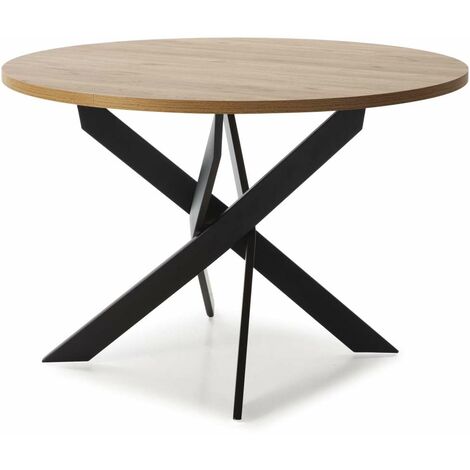 Mesa comedor redonda ALEJANDRO acabado natural/negro, 77cm(alto) 120cm(ancho) 120cm(largo)