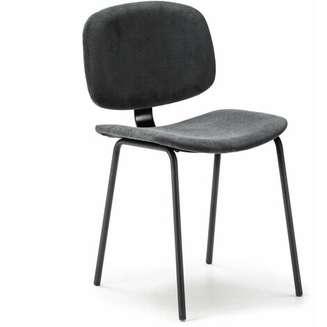 Pack de 2 sillas MARIO tapizadas en pana color negro, 50/79cm(alto) 44cm(ancho) 51cm(largo). (1/4)