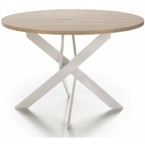 Mesa comedor redonda ALEJANDRO acabado sahara/blanco, 77cm(alto) 120cm(ancho) 120cm(largo)