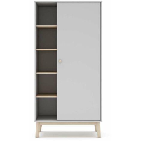 Armario 1 puerta 5 huecos DYLAN acabado blanco/cera blanca, 90cm(Ancho) 52cm(Fondo) 181cm(Alto (1/4)