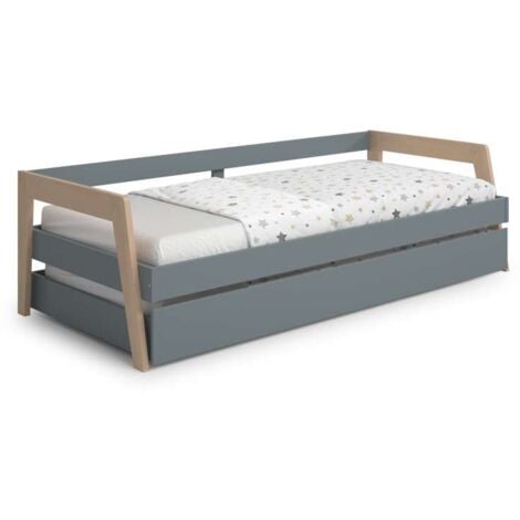 Cama nido juvenil ADAMO acabado verde kaki/cera blanca, 59.5cm(alto) 210cm(ancho) 96cm(fondo)