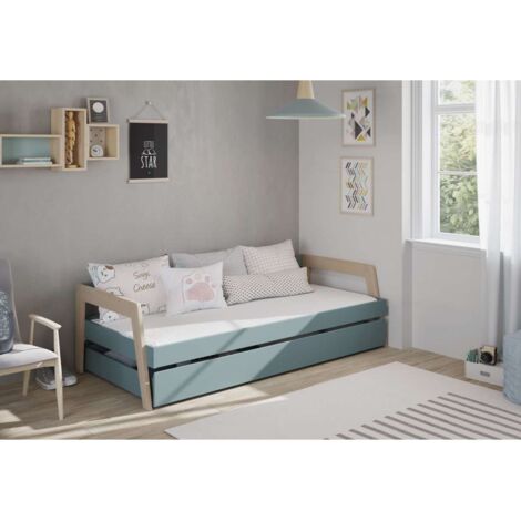 Cama nido juvenil ADAMO acabado verde kaki/cera blanca, 59.5cm(alto) 210cm(ancho) 96cm(fondo)