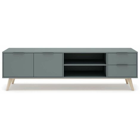 Mueble para televisión Nicolás acabado verde kaki/cera blanca, 53cm(alto) 180cm(ancho) 40cm(fondo).. (1/4)