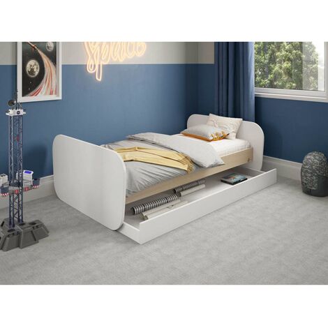 Cama nido juvenil DYLAN acabado blanco/cera blanca, 65cm(alto) 205cm(ancho) 102cm(fondo)