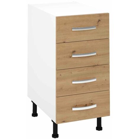 Mueble cocina bajo con 4 cajones en roble albar. 83 cm(alto)40 cm(ancho)58 cm(largo)