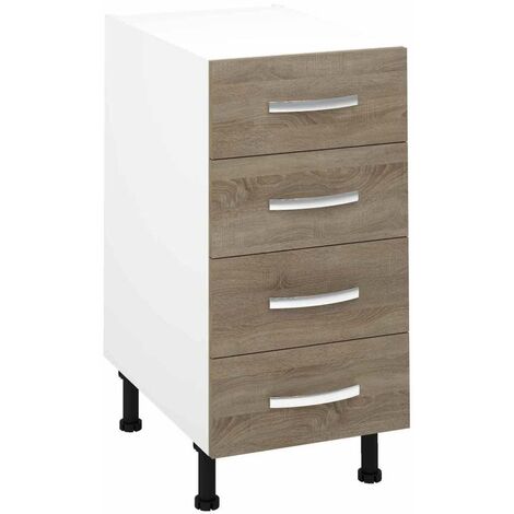 Mueble cocina bajo con 4 cajones en roble cortez. 83 cm(alto)40 cm(ancho)58 cm(largo)