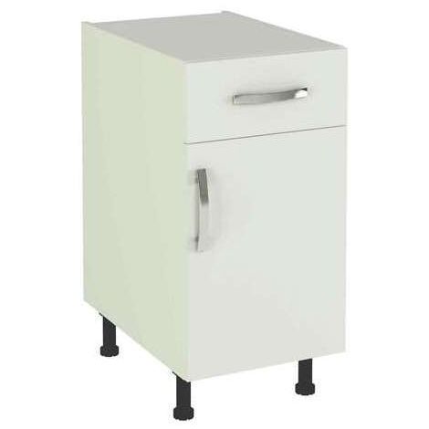 Mueble cocina bajo con 1 cajón y 1 puerta en blanco. 83 cm(alto)40 cm(ancho)58 cm(largo)