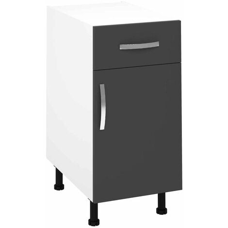 Mueble cocina bajo con 1 cajón y 1 puerta en gris parís. 83 cm(alto)40 cm(ancho)58 cm(largo)