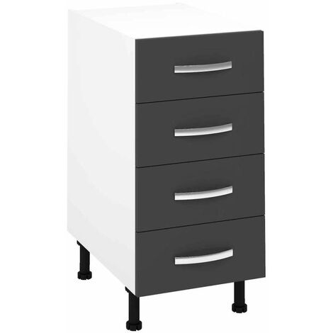 Mueble cocina bajo con 4 cajones en gris parís. 83 cm(alto)40 cm(ancho)58 cm(largo)