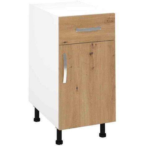 Mueble cocina bajo con 1 cajón y 1 puerta en roble albar. 83 cm(alto)40 cm(ancho)58 cm(largo)