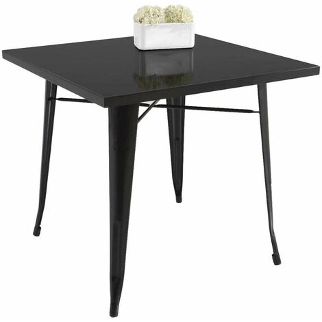 Mesa cuadrada para cocina o comedor acabado metal negro, 80cm(ancho) 75cm(alto) 80cm (largo) (1/2)