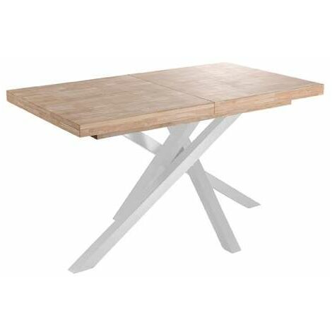 Mesa de comedor extensible Xena acabado roble nordish/blanco, 76cm(alto) 140-180-220cm(ancho) 90cm(fondoo)