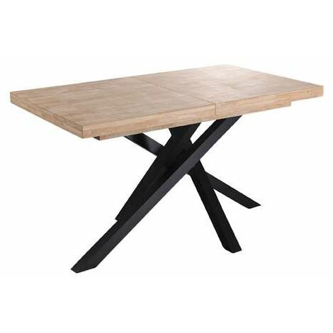Mesa de comedor extensible Xena acabado roble nordish/negro, 76cm(alto) 140-180-220cm(ancho) 90cm(fondoo)
