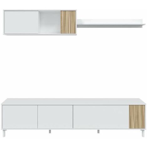 Mueble TV modelo Tempo en natur/blanco. 200 cm (Ancho) x 47 cm (Alto) x 40 cm (Fondo)