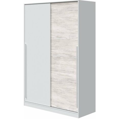 Armario ropero Aretha puertas correderas blanco artik y blanco Veho. 200 cm (alto). 120 cm (ancho). 50 cm (fondo).