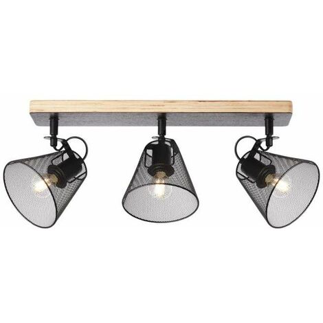 Plafón 3 luces Utrech negro mate, 23cm(alto) 60cm(ancho) 12cm(largo) (1/3)